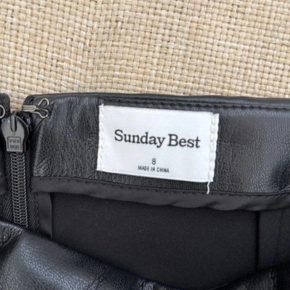 Sunday Best Black Faux Leather Mini Skirt with Side Slit - Picture 5 of 10